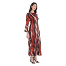 Women's Long Sleeve Geometric Print Maxi Shift Dress
