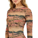 Women's Desert Tan Mesh Long Sleeve Maxi Dress